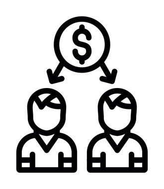 İş adamları çizgi ikonu, iş konsepti, ana hatlı vektör çizimi. doğrusal işaret sembolü.