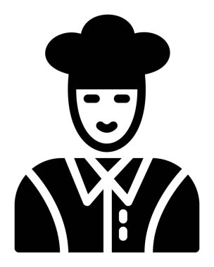 Çiftçi vektör simgesi. biçim düz sembol, yuvarlak açılar, siyah arkaplan, beyaz arkaplan