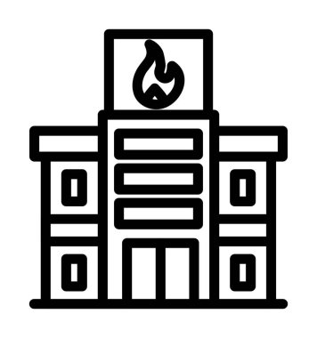 Yakıt evi ikonu ana hat vektörü. Şömine. şömine