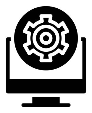 bilgisayar ayarları simgesi, basit biçim illüstrasyonu