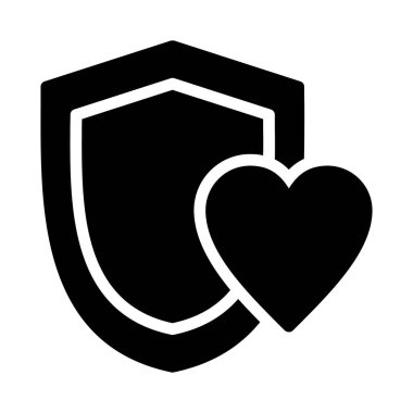 Kalkan ikonlu kalp, siyah stil