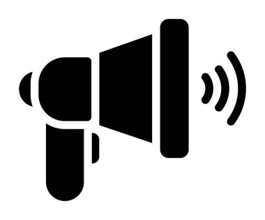 megafon glif düz vektör simgesi