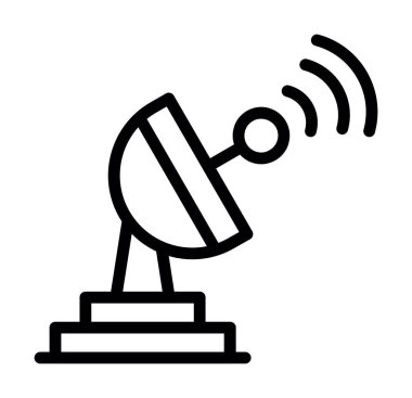 Uydu anten ikonu ana hatları vektörü. Uydu sistemi. çanak anten