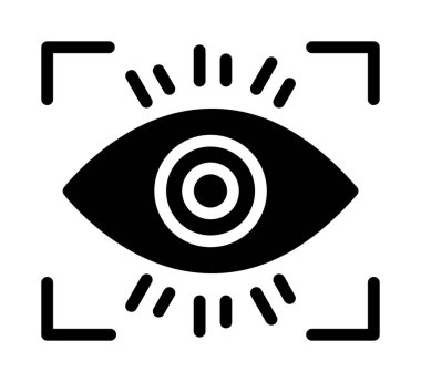 Beyaz arkaplanda izole edilmiş göz simgesi ve vektör illüstrasyonu