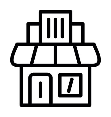 Dükkan ikonu ana hatları vektörü. Marketten. depolama