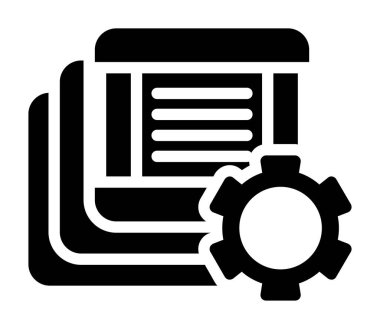 dişli vektör simgesi. biçim düz sembol, siyah renk, yuvarlak açılar, beyaz arkaplan