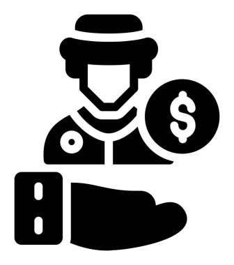 Dolar sembollü iş adamı, basit tasarım.