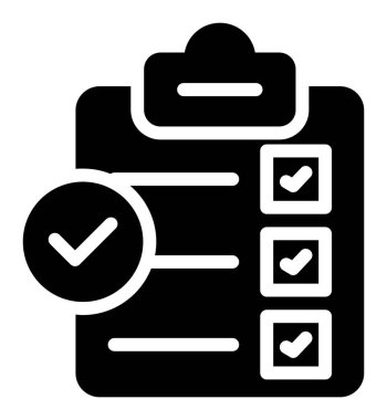 Kontrol listesi vektör simgesi. Soyut siyah renk grafik tasarımı