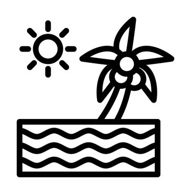 plaj vektörü ince çizgi simgesi