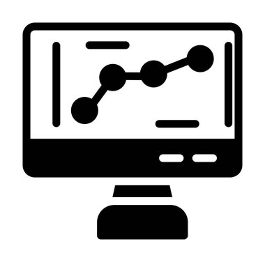 Grafik grafikli bilgisayar monitörü, basit tasarım simgesi