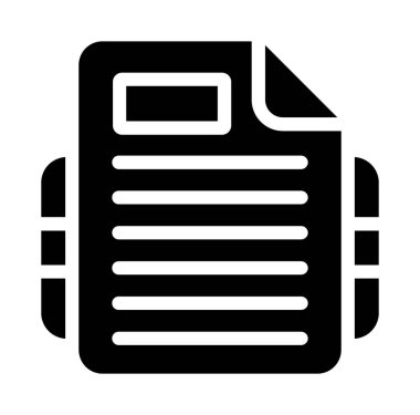 Kağıt glyph simge vektörlü belge. Kağıt tabelalı kağıt. izole edilmiş çizgi simgesi siyah illüstrasyon