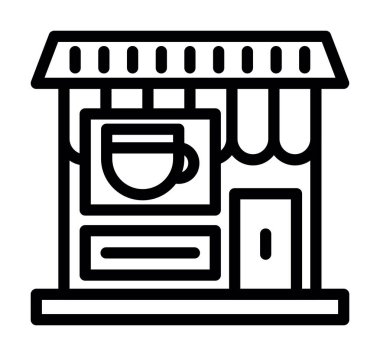 Kahve dükkanı ikonu, taslak tarzı