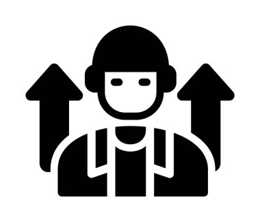 Dişli ve sırt çantalı bir adam, basit vektör çizimi