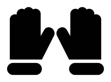 Eldiven vektör simgesi. biçim düz sembol, beyaz renk, yuvarlak açılar, siyah arkaplan.