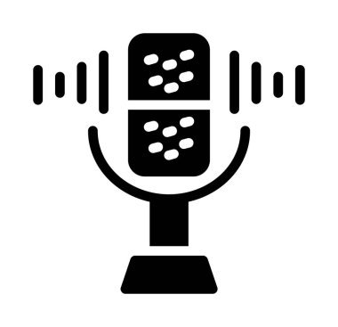 mikrofon simgesi. Web için mikrofon vektör simgelerinin özet çizimi