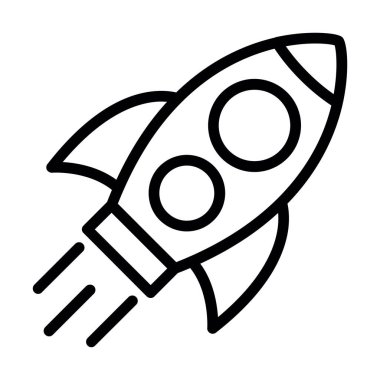 Roket fırlatma simgesi. Beyaz arkaplanda izole edilmiş web tasarımı için ana mekik roket vektör simgesi