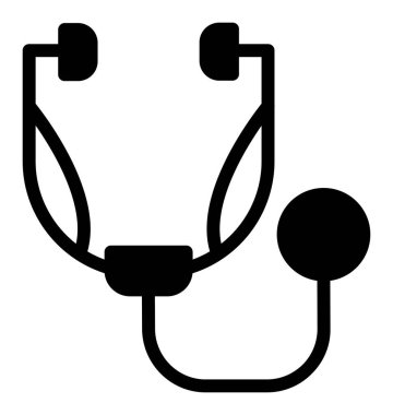 Stetoskop düz simgesi, vektör illüstrasyonu.