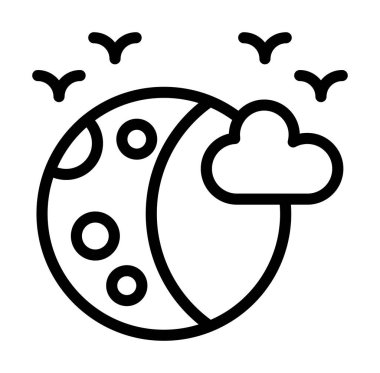 bulut ve ay çizgisi ikon vektör çizimi