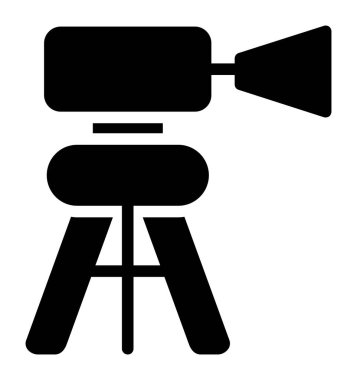 Sinema kamerası ikonu. Web için sinema vektör simgelerinin özet çizimi