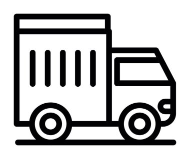 Teslimat aracı ikonu. Beyaz arkaplanda izole edilmiş web tasarımı için ana kargo kamyonu vektör simgesi