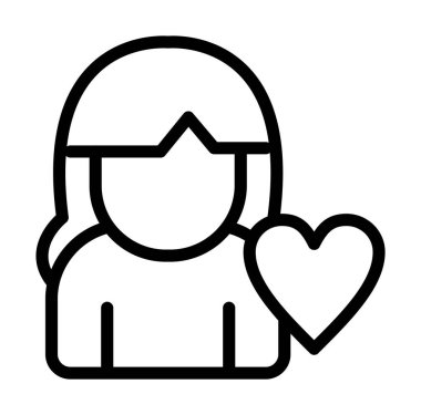 Bir kız ikonu olan kalp, satır tarzı