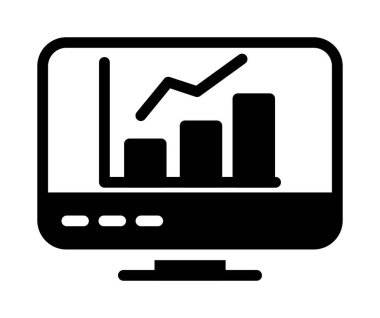 Grafik ikonlu laptop. Basit tasarım