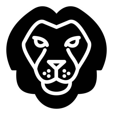 Aslan başı ikonu. Web tasarımı için baş vektör simgesinin basit çizimi