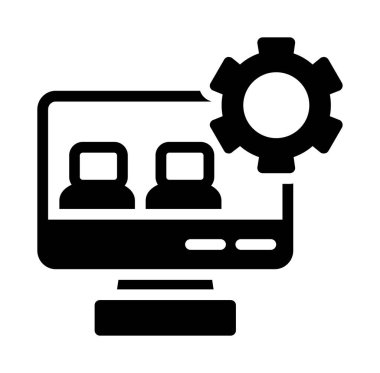 dizüstü bilgisayar ve dişli simgesi, vektör illüstrasyonu