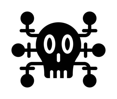 Çapraz kemik ikonlu kafatası. ağ için çapraz kemik vektör simgesi olan çapraz kemiklerin tasviri