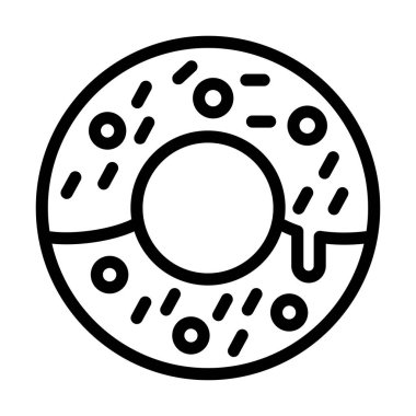 Donut ikon vektörü. İnce çizgi işareti. izole edilmiş sınır sembolü çizimi