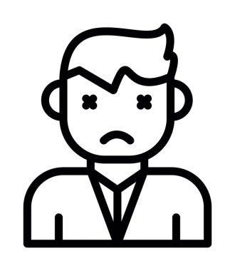 Hüzünlü ifadeli iş adamı, basit tasarım