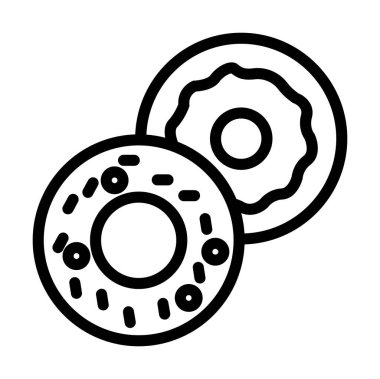 Donut ikonlu çörek. Web için donut vektör simgesinin özet çizimi