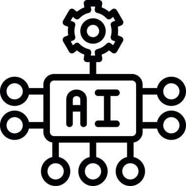 Yapay zeka robot simgesi, anahat stili