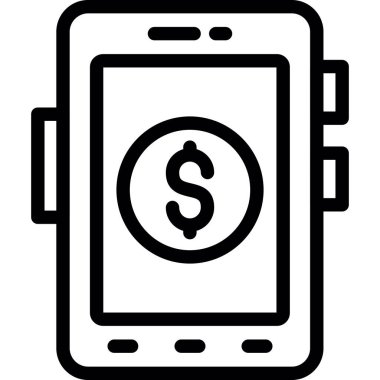 Para cep telefonu simgesi. Beyaz arkaplanda izole edilmiş web tasarımı için ana para telefon vektör simgesi