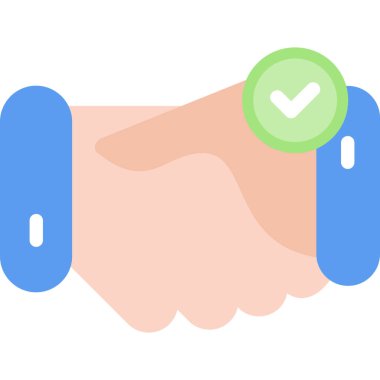 Beyaz arkaplanda el sıkışma simgesi vektörü izole edildi