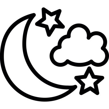 Ay ve yıldız ikonu. vektör illüstrasyonu