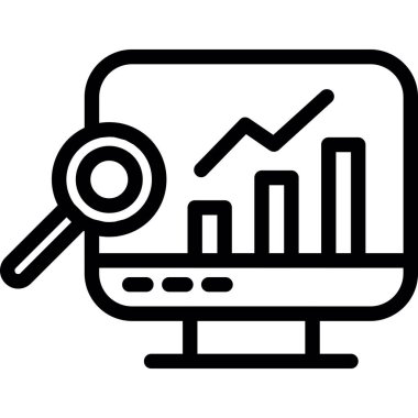 iş analizi çizgi simgesi, vektör işareti, beyaz arkaplanda izole edilmiş, doğrusal illüstrasyon