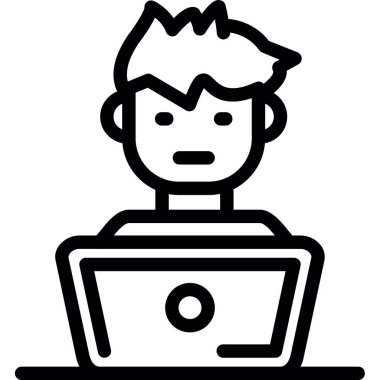 adam dizüstü bilgisayar simgesi ana hat biçiminde