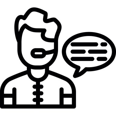 Adam sohbet ikonu ana hatları vektörü konuşuyor. Adam konuşuyor.