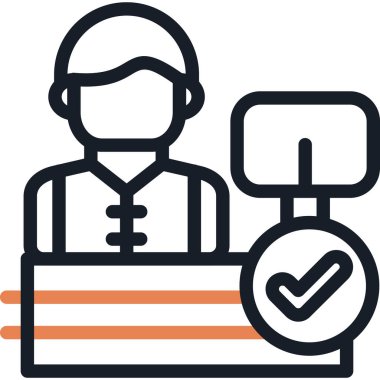 Elinde pano olan bir kadının vektör çizimi