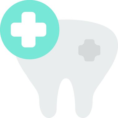 Tıbbi diş vektörü çizimi. Diş hekimliği ve tıbbi bakımın düz tasarımı.