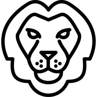 animal head lion icon in outline style clipart