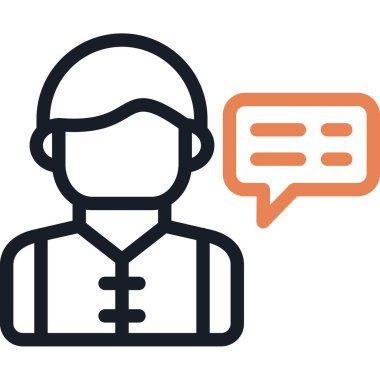 Müşteri hizmetleri ikonu. biçim düz çizgi sembolü, pürüzsüz mavi renk, yuvarlak açılar, beyaz arkaplan