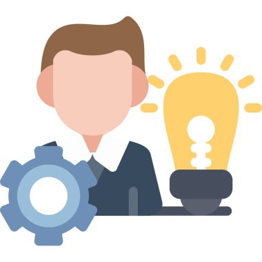 Ampul vektör illüstrasyonlu iş adamı