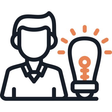 Fikir ampulü vektör illüstrasyon tasarımına sahip iş adamı