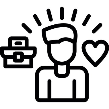 Şapkalı ve kalp vektör ikonu tasarımlı adam