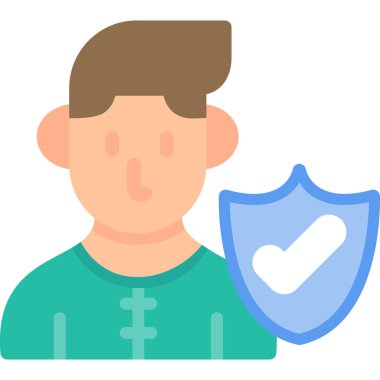 Kalkan vektör simgesi olan adam.