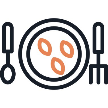 Yemek Masası Ayarlama Çizgisi Simgesi, Basit Tasarımlı Vektör Resimleri