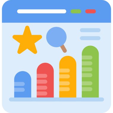 Sosyal Medya Trend Analy Düz Simgesi, Basit Tasarımlı Vektör İllüstrasyonu