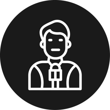 Gazeteci Satırı Çemberi BG Simgesi, Basit Tasarımlı Vektör İllüstrasyonu